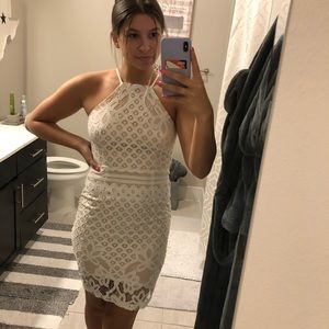 White Lace Backless Dress